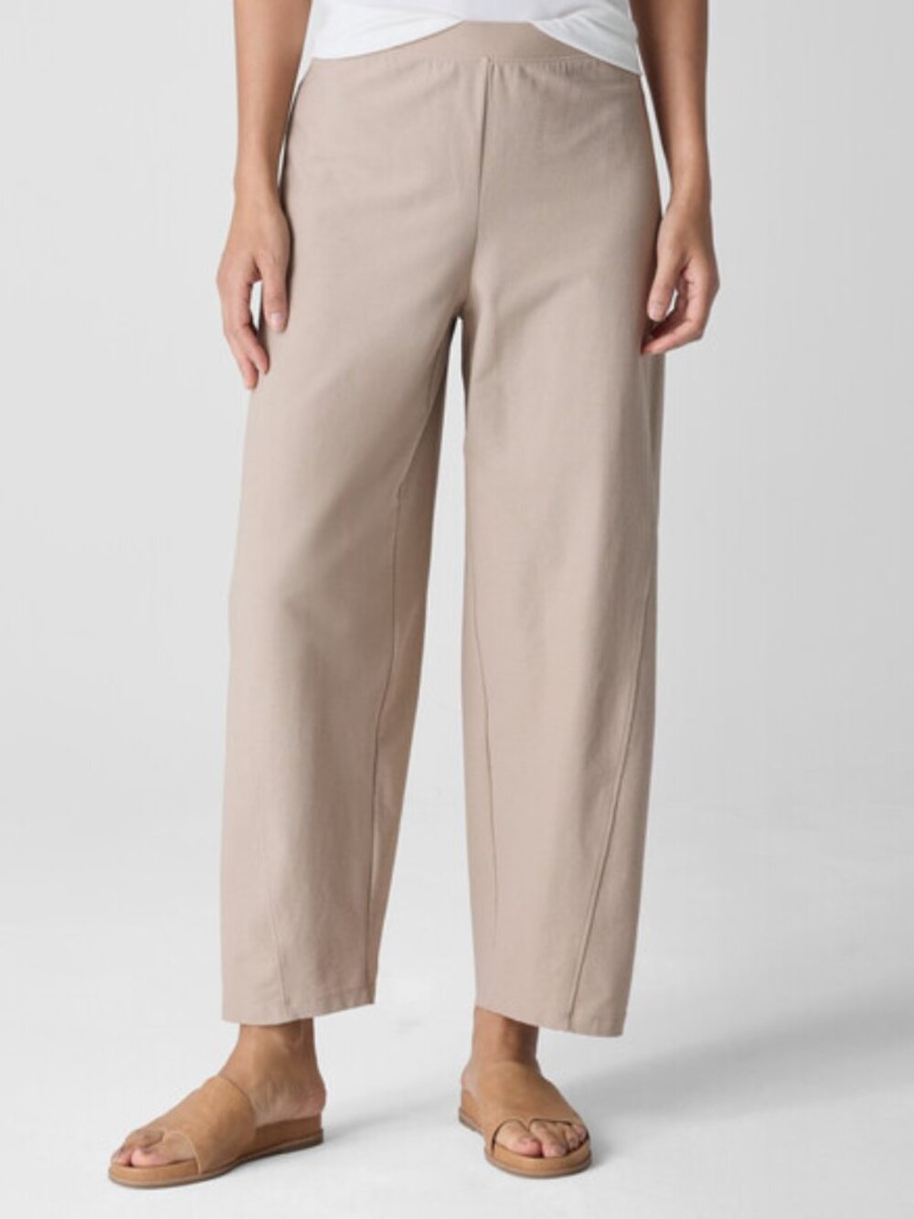 Eileen Fisher Washable Stretch Crepe Lantern Pants, Cocoa, Size M